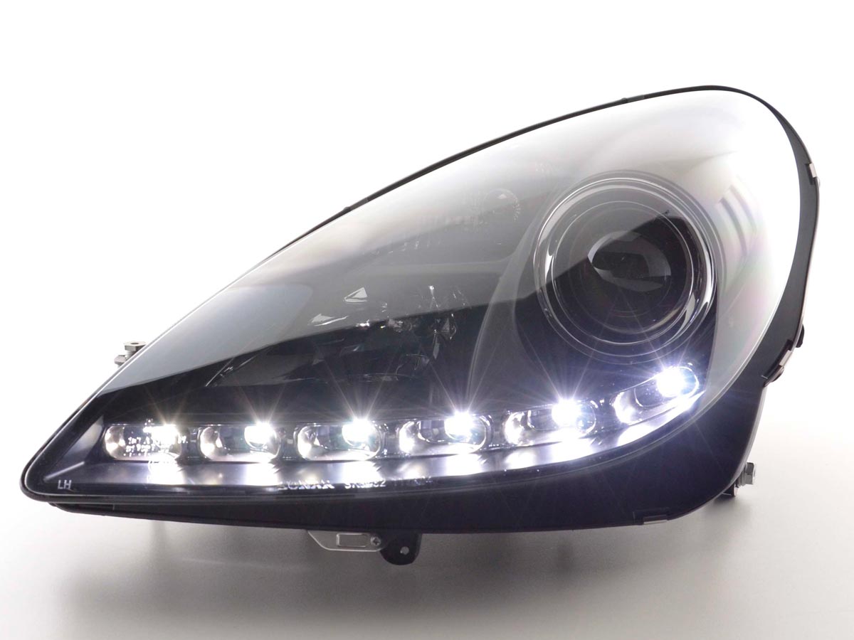 Scheinwerfer Set Daylight LED TFL-Optik Mercedes SLK 171 04-11 schwarz Scheinwerfer Set Daylight LED TFL-Optik Mercedes SLK 171 04-11 schwarz